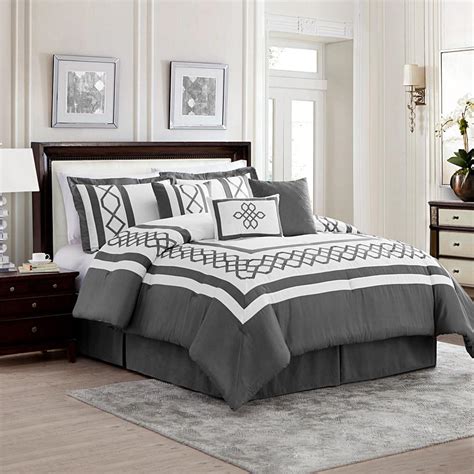 Mytex Home Fashions Bailey 7 Piece Graywhite Queen Comforter Set 23740