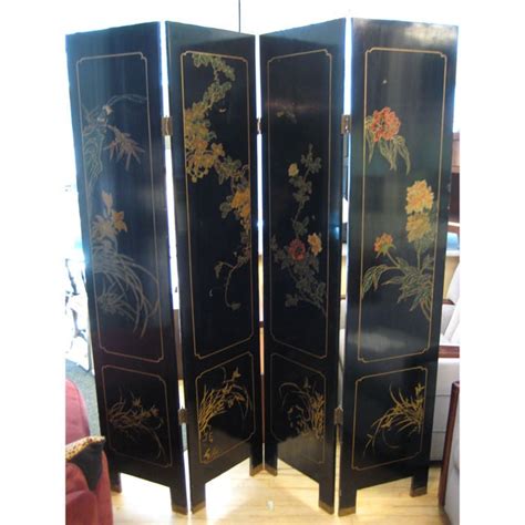 Dual Sided 4 Panel Asian Screen Japanese Room Divider At 1stdibs