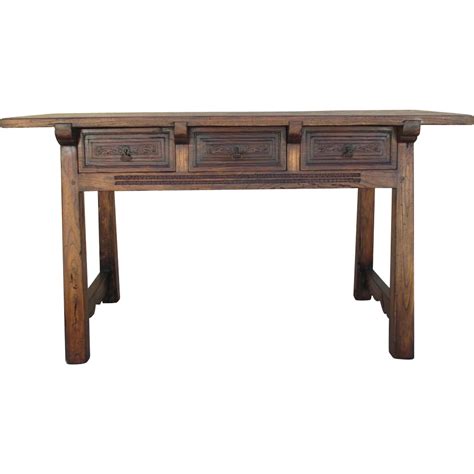 Spanish Antique Three Drawer Writing Desk Console Table Antique Furniture | Antique furniture ...