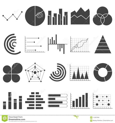 Business Data Graphs Icons Financial And Marketing Charts Stock Vector