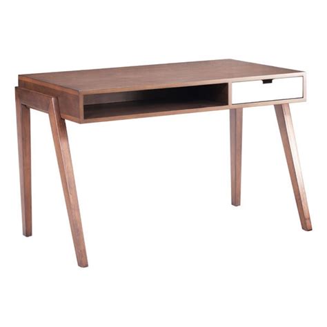 Contemporary Wooden Office Desk In Walnut Finish With Storage Drawer Milwaukee Wisconsin Zlin