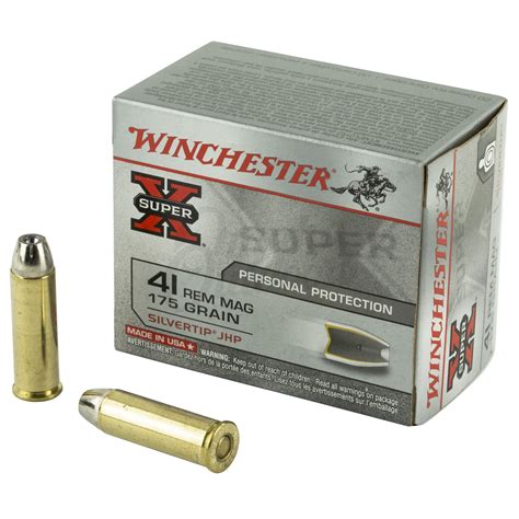 Winchester Super X Ammo 41 Magnum 175 Gr Silvertip Jhp 20 Round Box