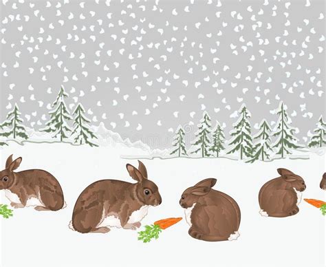 Winter Landscape Rabbits Stock Illustrations 131 Winter Landscape