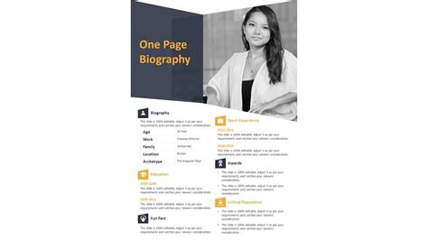 One Page Biography Powerpoint Template Archives