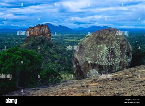 Sigiriya Lion Rock Ancient Fortress In Sri Lanka At Night Stock Photo