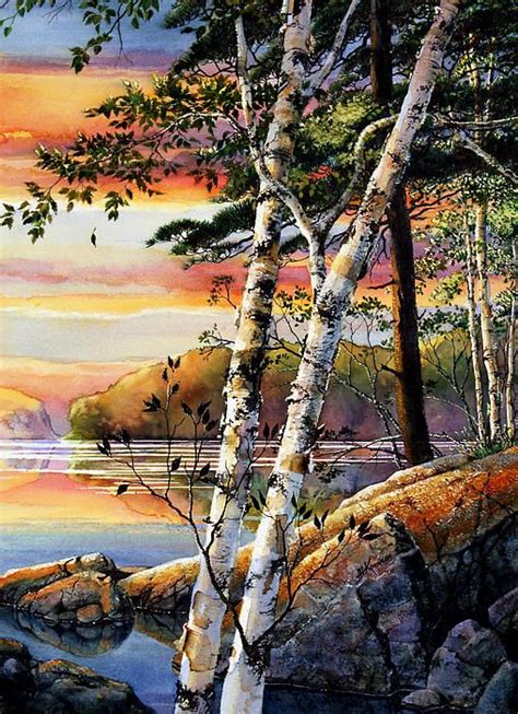 Muskoka Summer Sunset By Hanne Lore Koehler Sunset Painting Sunset