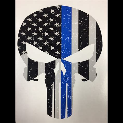 Thin Blue Line Punisher Skull Graphic