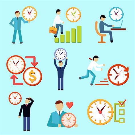 Time Management Flat Icons 459508 Vector Art At Vecteezy