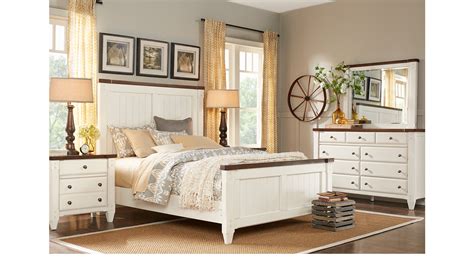 Cottage Town White 5 Pc Queen Panel Bedroom Traditional