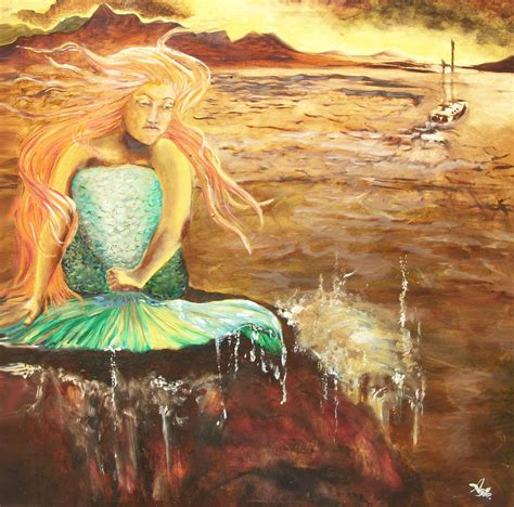 Mermaid On The Rock Painting By Agie Kaminski