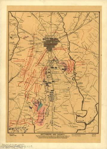 Gettysburg And Vicinity Pa Civil War Map By Thos Hunter 1863