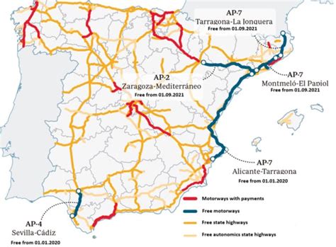 Map The Spanish Motorway Routes That Become Toll Free In September 2021