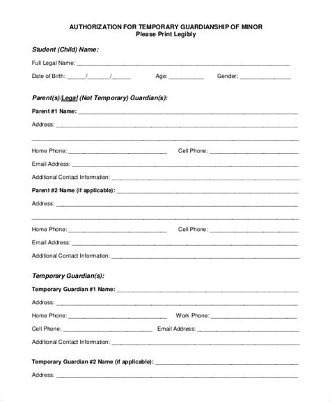 Temporary Guardianship Form Free Download The Best Home School Guide