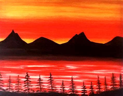Sunset Mountains Scenery Oil Painting Painting By Janice Kaye