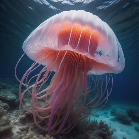 Premium Photo A Jellyfish Is Under A Coral Reef