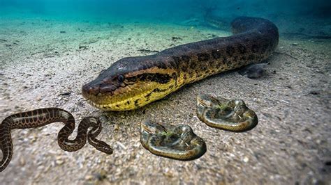Giant Anaconda Captured With 3 Small Kids Underwater Salvaje Vida