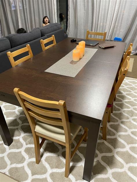 Ikea Bjursta Extendable Dining Table With 6 Chairs Home And Furniture