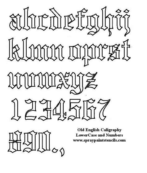 Free Old English Stencil Lowercase Letters And Numbers Font Tattoo