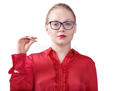 The Girl Gestures With Her Hand To Indicate Shut Your Mouth Stock Image