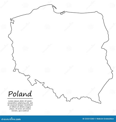 Simple Outline Map Of Poland In Sketch Line Style Stock Vector