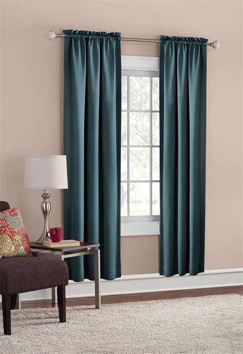 Mainstays Solid Color Room Darkening Rod Pocket Curtain Panel Pair Set