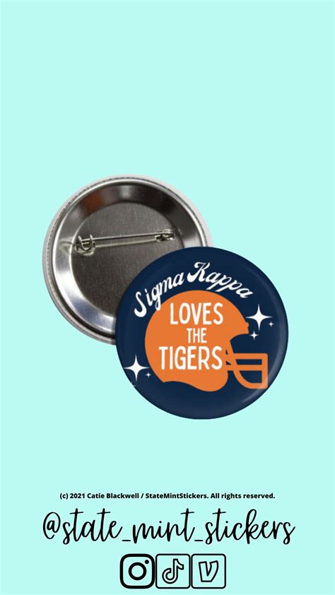 Sigma Kappa Loves The Tigers Sorority Gameday Buttons Etsy