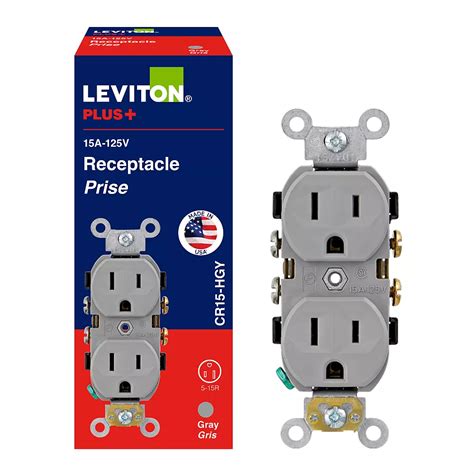 Leviton Commercial Duplex Receptacle 15 Amp 125v Gray The Home Depot