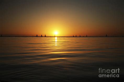 Sunset And Sailboats Photograph By Brandon Tabiolo Printscapes Fine