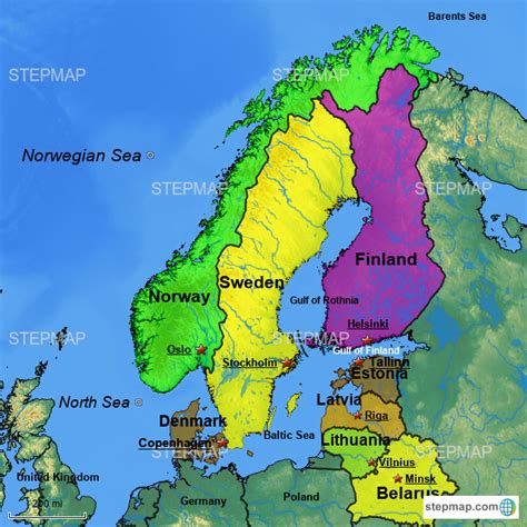Stepmap Norway Sweden Finland Denmark Estonia Latvia Lithuania