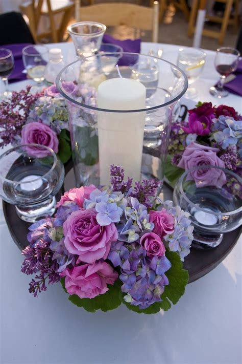 Centerpiece Option 5 Inspiration With Pillar Candle In Hurricane Vase