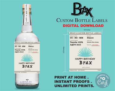 Printable 750ml Tequila Design Custom Label Custom Label Etsy