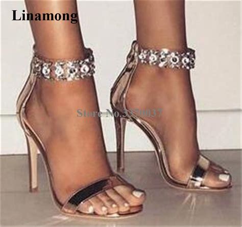 bling bling women luxurious rhinestone pvc straps stiletto heel sandals ankle crystal wrap high