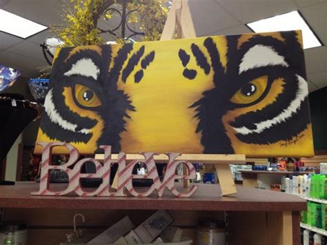 Lsu Tiger Eyes Painting On Canvas 14x30 By Sonyasartsandcrafts 5200