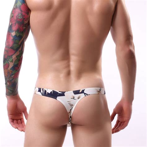 Printed Pattern G String Underpants For Men 2 Pieces Set Rainbow Thongs