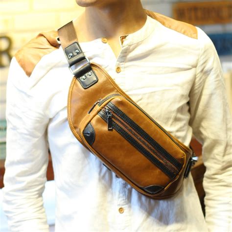 Fashion Brands Mens Messenger Bags Leisure Leather Chest Pack