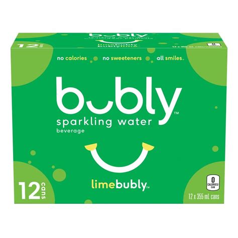 Bubly Lime Sparkling Water Beverage 355ml Cans 12 Pack Pepsico