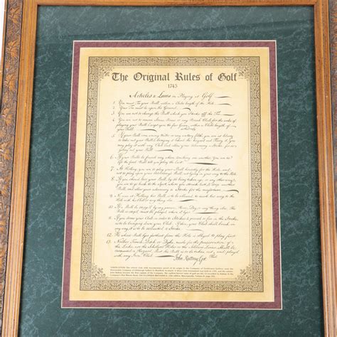 Planographic Print On Paper The Original Rules Of Golf 1745 Ebth