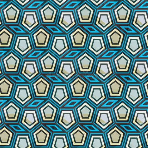 Blue Mosaic Seamless Pattern With Grunge Effect Stock Vector