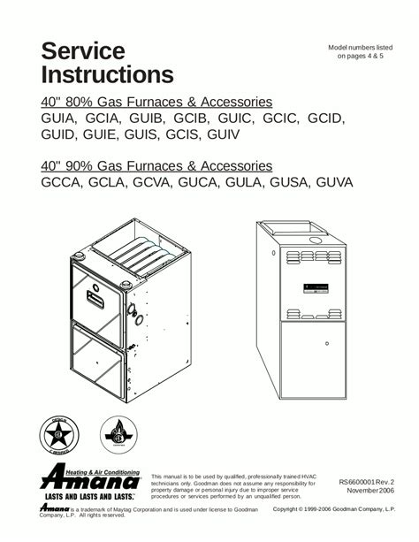 Amana Furnace Service Manual For Models Guia Gcia Guib Gcib And Guic
