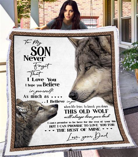 Personalized Letter To My Son Love From Dad Wolfs Blanket Son Etsy