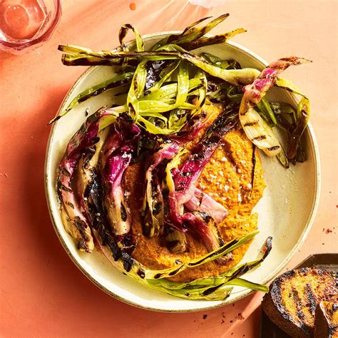 Grilled Spring Onions With Romesco Sauce Recipe Eatingwell