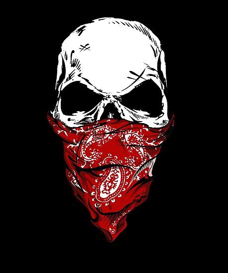 Badass Gang Skull With Red Bandana Poster By Printpress Cool Skull