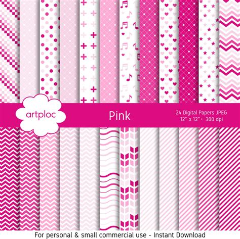 Pink Digital Paper White And Pink Digital Paper Etsy