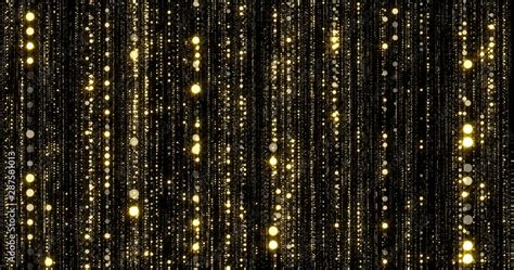 Golden Glitter Threads Curtain Flowing Light Particles With Bokeh
