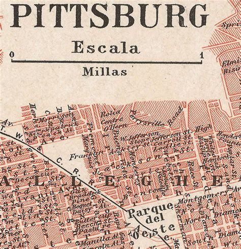 Old Map Of Pittsburgh Allegheny 1900 Vintage Map Wall Map Print