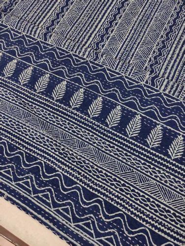 Printed Indigo Blue Cotton Kantha Bedcover At Rs In Jaipur Id