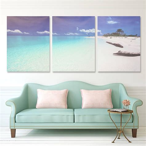 3 Piece Canvas Wall Art Modern Abstract Ocean Beach