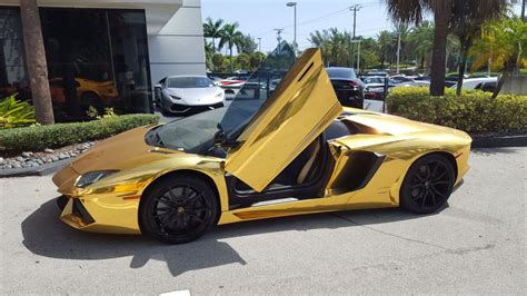 Gold Lamborghini Aventador Roadster Lp700 4 Start Up And Drive Delivery