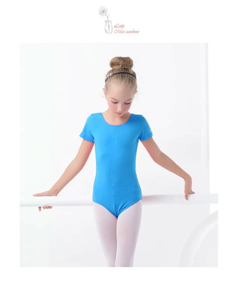 Short Sleeve Kids Ballet Gymnastic Leotards Girls Cotton Dance Leotards