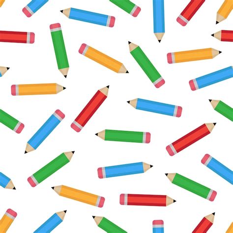 Premium Vector Seamless Pattern With Colorful Pencils
